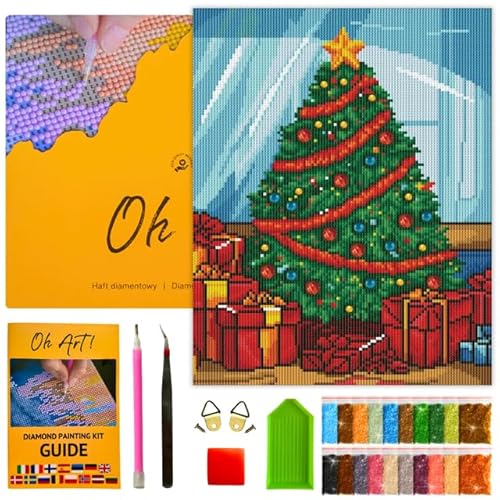 Oh Art! Diamond Painting Set für Erwachsene Diamant Painting Bilder Kit Kreatives DIY Bastelset 30 x 40 cm Leinwand inkl. Werkzeuge Perfekt für Heimdekoration und Hobbymaler Christmas tree von Oh Art!