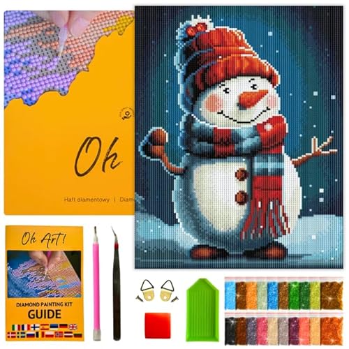 Oh Art! Diamond Painting Set für Erwachsene Diamant Painting Bilder Kit Kreatives DIY Bastelset 30 x 40 cm Leinwand inkl. Werkzeuge Perfekt für Heimdekoration und Hobbymaler Snowman von Oh Art!