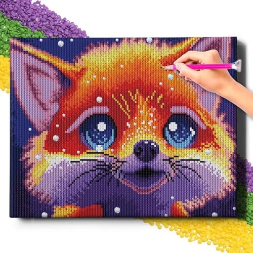 Oh Art! Diamond Painting für Erwachsene Set 5D DIY Diamantmosaik Bilder mit Leinwand Gespannt Auf Holzrahmen 30 x 40 cm Diamant Malerei für Haus Dekoration Red fox von Oh Art!