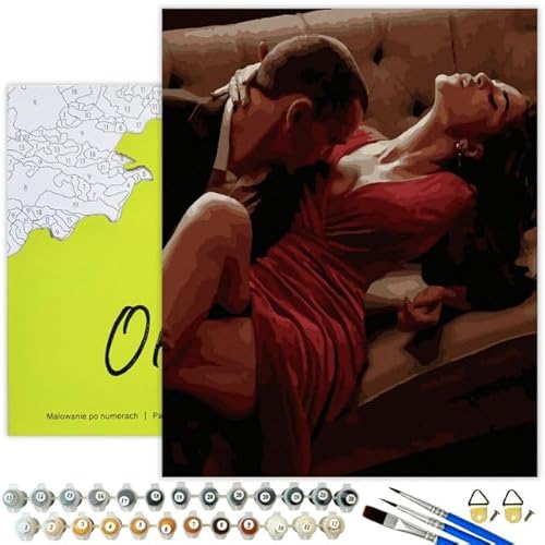 Oh Art! Malen Nach Zahlen Erwachsene Paint By Numbers Adult Set Mit 3 Pinseln Acrylfarben Und Leinwand Gespannt Auf Holzrahmen Kreativ Set DIY Bastelset 40 x 50 cm Mit Rahmen Couple on the sofa von Oh Art!