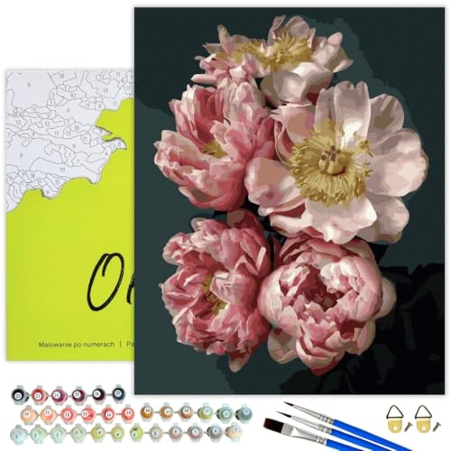 Oh Art! Malen Nach Zahlen Erwachsene Set Mit 3 Pinseln Und Acrylfarben Gemälde Acrylic Malerei DIY Leinwand 40 x 50 cm Blumen In Händen von Oh Art!