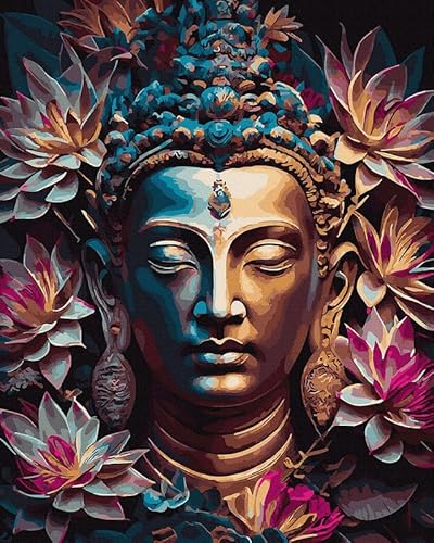 Oh Art! Malen Nach Zahlen Erwachsene Set Mit 3 Pinseln Und Acrylfarben Gemälde Acrylic Malerei DIY Leinwand 40 x 50 cm Buddha In Blumen Oh Art! Malen Nach Zahlen Erwachsene Set Mit 3 Pinseln Und Acrylfarben Gemälde Acrylic Malerei DIY Leinwand 40 x 50 cm Buddha In Blumen von Oh Art!