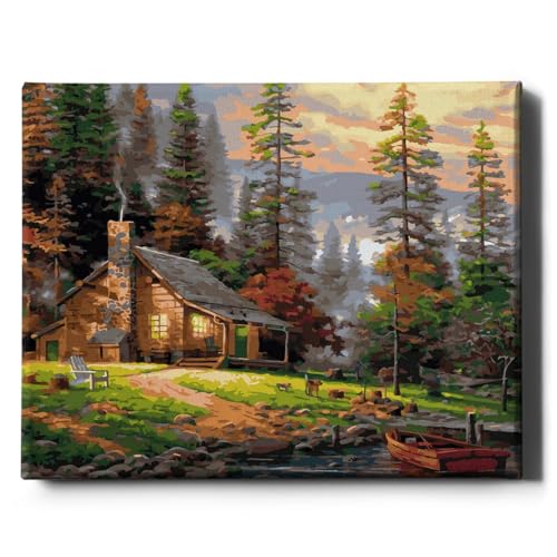 Oh Art! Malen Nach Zahlen Erwachsene Set Mit 3 Pinseln Und Acrylfarben Gemälde Acrylic Malerei DIY Leinwand 40 x 50 cm Haus Im Wald Oh Art! Malen Nach Zahlen Erwachsene Set Mit 3 Pinseln Und Acrylfarben Gemälde Acrylic Malerei DIY Leinwand 40 x 50 cm Haus Im Wald von Oh Art!