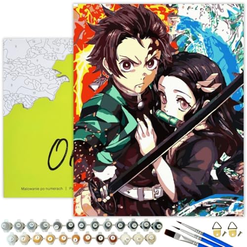 Oh Art! Malen Nach Zahlen Erwachsene Set Mit 3 Pinseln Und Acrylfarben Gemälde Acrylic Malerei DIY Leinwand 40 x 50 cm Mädchen Und Junge Anime von Oh Art!