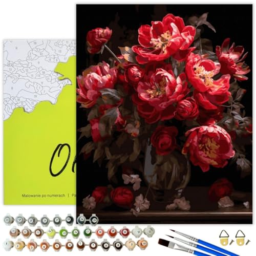 Oh Art! Malen Nach Zahlen Erwachsene Set Mit 3 Pinseln Und Acrylfarben Gemälde Acrylic Malerei DIY Leinwand 40 x 50 cm Rote Blumen Oh Art! Malen Nach Zahlen Erwachsene Set Mit 3 Pinseln Und Acrylfarben Gemälde Acrylic Malerei DIY Leinwand 40 x 50 cm Rote Blumen von Oh Art!