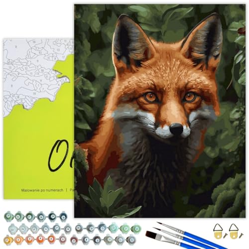 Oh Art! Malen Nach Zahlen Erwachsene Set Mit 3 Pinseln Und Acrylfarben Gemälde Acrylic Malerei DIY Leinwand 40 x 50 cm Rotfuchs von Oh Art!