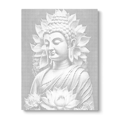 Buddha | Punktmalerei | 60x80 cm | + Bilderrahmen schwarz | Monochrome Punkte | Komplettset | Diamond Painting & Malen nach Zahlen Alternative | Geschenk | Dotting von Oh My Dotz