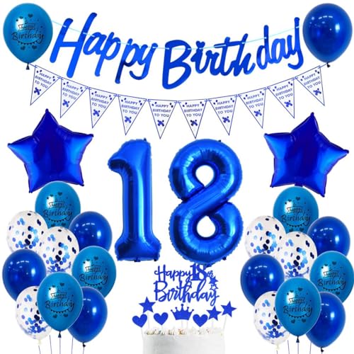 18. Geburtstag Junge Marine blau, 18. Geburtstag Dekoration Blau, Luftballon 18. Geburtstag Blau, 18 Junge Party Deko, 18 Geburtstag Deko Junge Mädchen, 18. Ballons Marineblau Party Deko blau von Ohaoduo