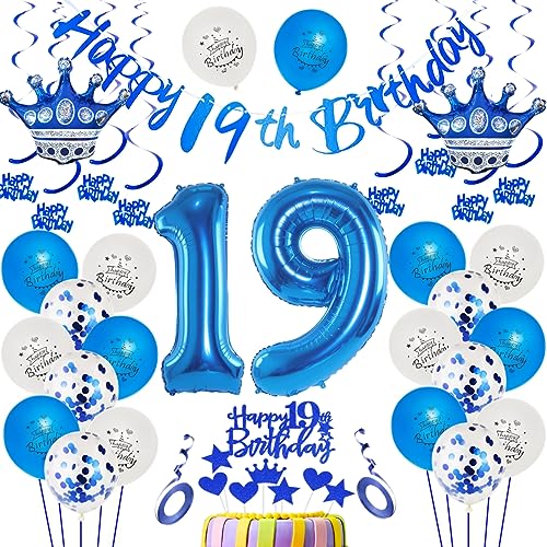 19. Geburtstag Dekoration Blau Luftballon 19.Geburtstag Blau 19. Tortendeko 19 Jahr Geburtstagsdeko Junge Blau 19 Jahr Jungen Geburtstagsdeko Blau 19. Jungen Party Deko 19 Jahr Dekoration Blau von Ohaoduo