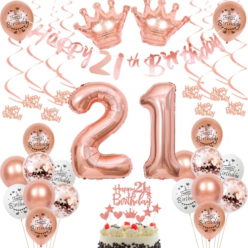 21 Jahr Geburtstag Frauen Deko 21. Geburtstag Frauen Rosegold Tortendeko 21 Geburtstag Frauen Rosegold Luftballon 21 Jahr Frauen 21 Geburtstagsdeko Rosegold 21 Geburtstag Dekoration von Ohaoduo