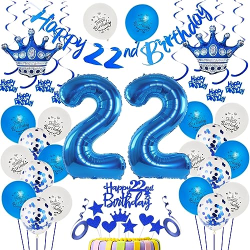 22. Geburtstag Dekoration Blau Luftballon 22.Geburtstag Blau 22. Tortendeko 22 Jahr Geburtstagsdeko Mann Blau 22 Jahr Mannn Geburtstagsdeko Blau 22. Mannn Party Deko 22 Jahr Dekoration Blau von Ohaoduo