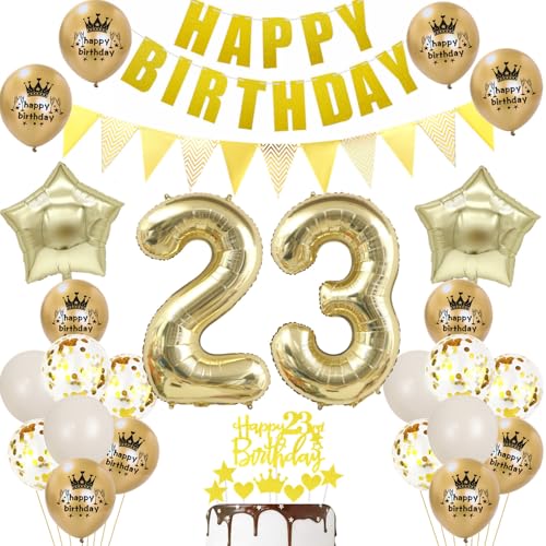 23 Geburtstag Deko mann frauen Luftballon 23.geburtstag frau Deko Gold Geburtstagsdeko 23 Jahre männer frau ballons Cake Topper Gold für 23 Geburtstag mann party Deko 23 Geburtstag frauen männer von Ohaoduo