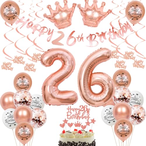 26 Jahr Geburtstag Frauen Deko 26. Geburtstag Frauen Rosegold Tortendeko 26 Geburtstag Frauen Rosegold Luftballon 26 Jahr Frauen 26 Geburtstagsdeko Rosegold 26 Geburtstag Dekoration von Ohaoduo