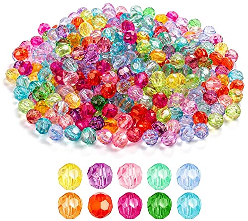 350 Stück Perlen Zum Auffädeln Kristall Glas Perlen 10mm Bunte Bastelnperlen Acryl Perlen Kunstperlen Schmuckherstellung für Armbänder Schmuck Basteln DIY Halskette … von Ohaoduo