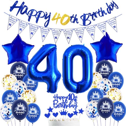 40. Geburtstag Mann Marineblau, Luftballons 40 Geburtstag Blau,40 Geburtstag Deko Mann Frau,40. Ballons Marineblau Silber für 40. Mann Party Deko,Geburtstagsdeko Männer 40 Jahre Party Deko von Ohaoduo