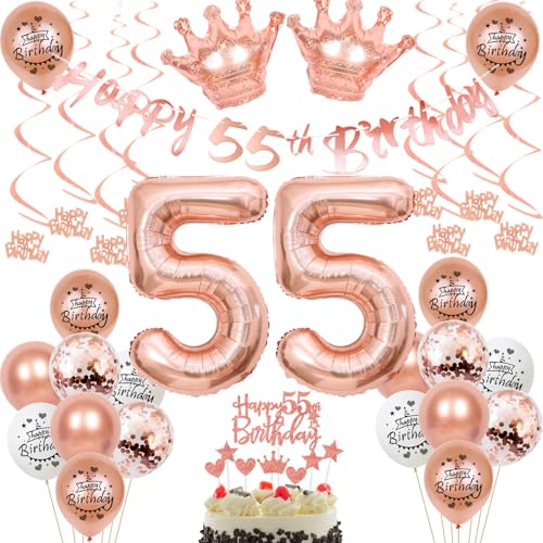 55 Jahr Geburtstag Frauen Deko 55. Geburtstag Frauen Rosegold Tortendeko 55 Geburtstag Frauen Rosegold Luftballon 55 Jahr Frauen 55 Geburtstagsdeko Rosegold 55 Geburtstag Dekoration von Ohaoduo