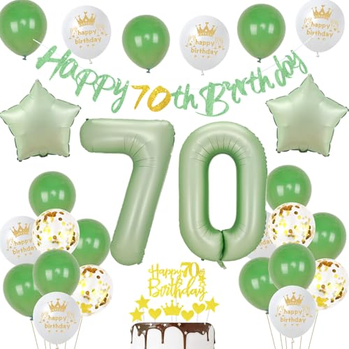 70 Geburtstag Deko Mann Frauen Luftballon 70.geburtstag Deko oliv grün Geburtstagsdeko 70 Jahre Männer ballons Cake Topper Gold für 70 Geburtstag Frau party Deko 70 Geburtstag Frauen grün von Ohaoduo