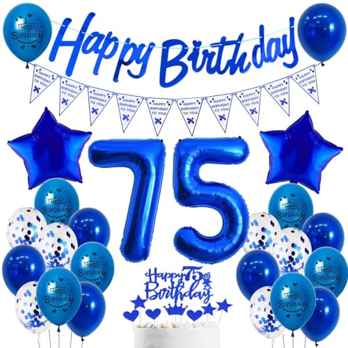 75. Geburtstag Mann Marine blau, 75. Geburtstag Dekoration Blau, Luftballon 75. Geburtstag Blau, 75 Männer Party Deko, 75 Geburtstag Deko Mann Frau, 75. Ballons Marineblau Party Deko blau von Ohaoduo