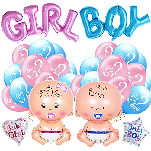 Geschlecht Offenbaren Ballon, Baby Shower Dekoratione Jungen Or Mädchen, Boy Or Girl Ballon, Geschlecht Offenbaren Party Luftballons Gender Reveal Set Babyparty Baby Dusche Party Deko … von Ohaoduo