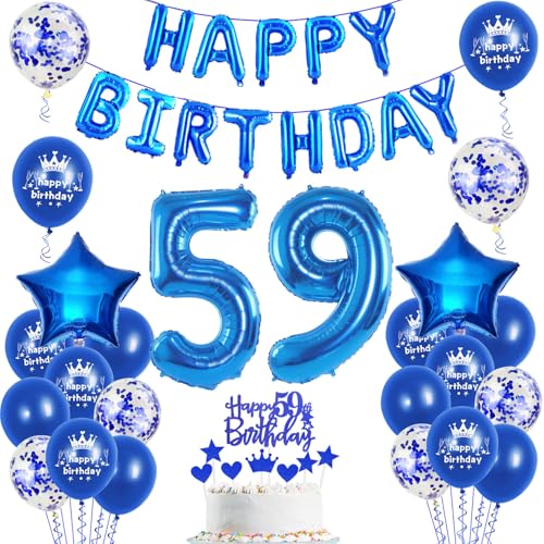 Luftballons 59. Geburtstag Dekoration mann blau happy birthday 59th Geburtstag Party Deko Set 59 geburtstag deko männer 59 jahre geburtstag mannn deko blau Folienballons 59 geburtstag männer deko(59) von Ohaoduo