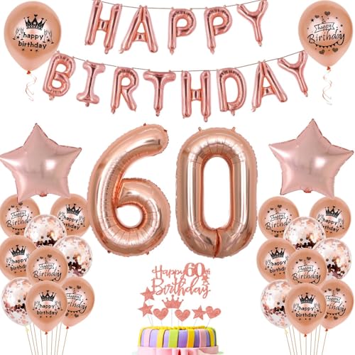 Luftballons 60. Geburtstag Dekoration frau Rosegold 60th Geburtstag Party Deko Set 60 geburtstag deko frauen 60 jahre geburtstag frau deko Rosegold 60 geburtstag frau Folienballons 60 rosegold(60) von Ohaoduo