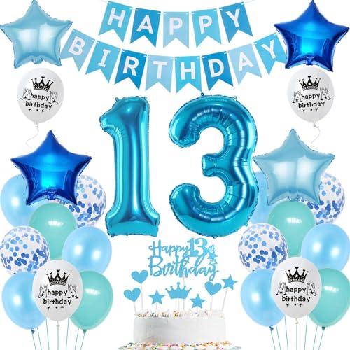 Ohaoduo luftsballons Deko 13. Geburtstag Junge Blau Tortendeko 13 Geburtstag Junge Deko 13 Geburtstag Junge Blau Geburtstag 13 jahre Junge Geburtstagsdeko 13 jahre Junge Ballon 13 Geburtstag Junge von Ohaoduo