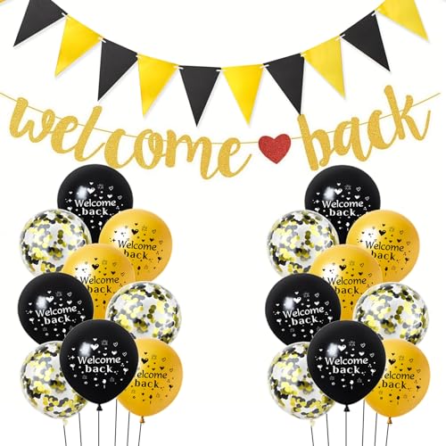 Welcome Back Girlande, Welcome Back Dekoration, Gold Willkommen Zurück Banner, Welcome Back Ballon Party Festival, Willkommen Zurück Girlande Klassenzimmer Schule Saison Familie Partei Dekoration von Ohaoduo