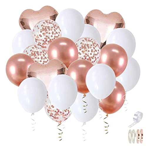 71 Stück 30cm Luftballons Weiß Rosegold Ballons Hochzeit Luftballons Metallic Rosegold Helium Luftballons Girlande Weiß Rosegold Herzluftballons von Ohighing