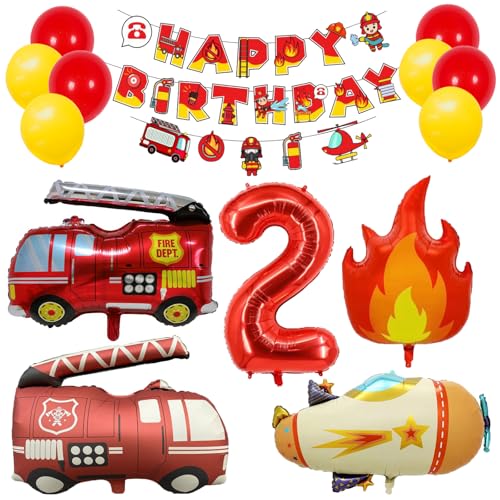 Geburtstagsdeko Junge 2 Jahre Feuerwehrmann Kindergeburtstag Junge Feuerwehrauto Kinder 2 Jahre Feuerwehr Geburtstag deko Junge Deko von Ohighing