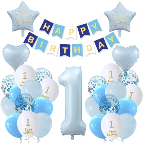 Luftballon 1. Geburtstag Junge Blau Weiß Erste Kindergeburtstag Geburtstagsdeko 1 jahr Mädchen Junge Happy Birthday 1 jahre von Ohighing