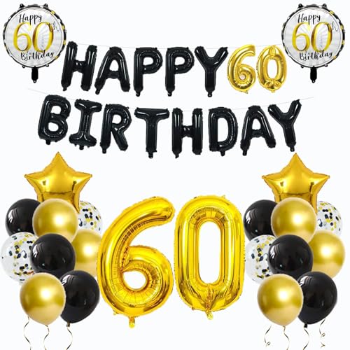 Luftballon 60. Geburtstag Schwarz Gold Happy Birthday Deko 60 Geburtstagsdeko Mann 60 Geburtstag Deko Schwarz Frau von Ohighing