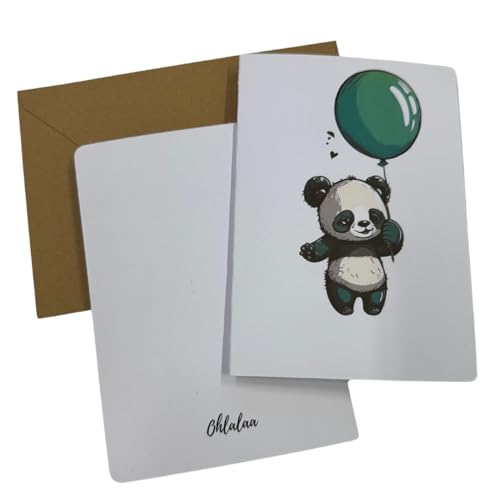 Hochwertige Geburtstagskarte mit Pandamotiv. Klappkarte zum Geburtstag, Glückwunschkarte, ideal für Kinder. (Panda) von Ohlalaa