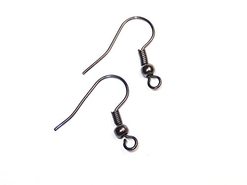 10 Ohrhaken, Ohrhänger, Fischhaken, 19x18mm, schwarz, Z89 von Ohrhaken, Ohrhänger, Brisuren usw. von MEINPERLENSHOP