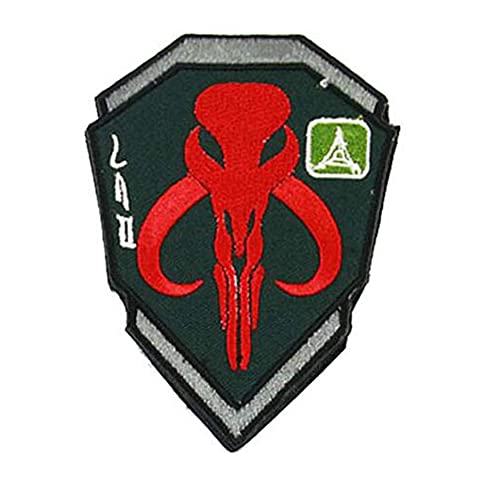 Bounty Hunter bestickter taktischer Aufnäher, Mandalorian Boba Fett, Abzeichen, Moral-Armband, Emblem, Applikation mit Haken und Schlaufe (rot) von TOPPATCH