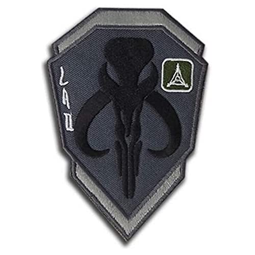 Bounty Hunter bestickter taktischer Aufnäher, Mandalorian Boba Fett, Abzeichen, Moral-Armband, Emblem, Applikation mit Haken und Schlaufe (grau) von TOPPATCH