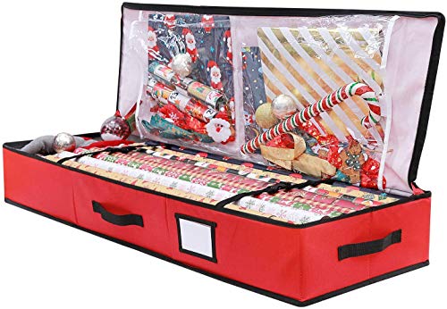 Geschenkpapier Aufbewahrung, Ohuhu Geschenkpapier Organizer, Aufbewahrungstasche für Geschenkpapier, Wasserdichtes 600D Oxford Gewebe Reißfest, Aufbewahrung Geschenkpapier 102.8x35.5x15.2 cm von Ohuhu