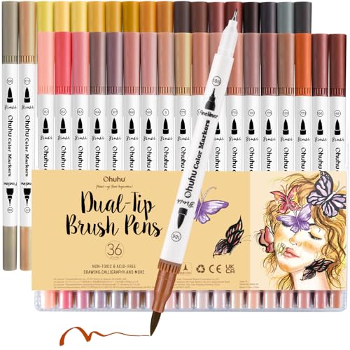 Autoau Dual Brush Pen Set Filzstifte 12 Farben Pinselstifte Marker