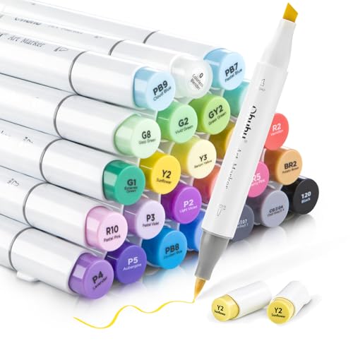 Ohuhu Marker Stifte Set, Pinsel Marker Stift Doppelseitige Farbspitz Chisel Alkoholmarker für Comics Manga Pinsel Tip zum Skizzieren Kalligraphieren Zeichnen, Honolulu Series von Ohuhu