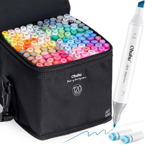 Ohuhu Marker Stifte, Stifte Set 120 Permanent Marker Pen Meißel & Feine Verdoppelt Spitzt Kunst Sketch Twin Marker Stifte mit Tragetasche für Malerei Coloring Unterstreichunge, Oahu Serie Ohuhu Marker Stifte, Stifte Set 120 Permanent Marker Pen Meißel & Feine Verdoppelt Spitzt Kunst Sketch Twin Marker Stifte mit Tragetasche für Malerei Coloring Unterstreichunge, Oahu Serie von Ohuhu