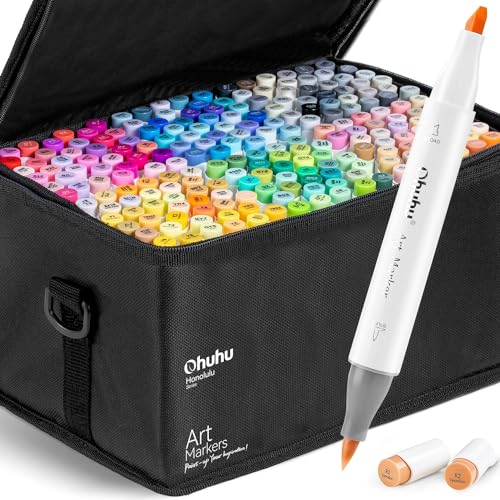 Ohuhu Marker Stifte Set, 216 Pinsel Marker Stift Doppelseitige Farbspitz Chisel Alkoholmarker für Comics Manga Pinsel Tip zum Skizzieren Kalligraphieren Zeichnen, Honolulu Series von Ohuhu