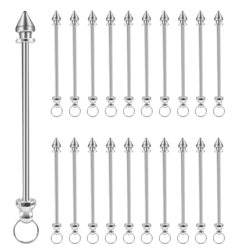 Ohulelks 20 Stück Schlüsselanhänger mit Perlen, Silberfarbenes Metall, Schlüsselanhänger-Bastelzubehör, Schlüsselanhänger mit Perlen, Großpackung, DIY-Projekt, Geschenkzubehör von Ohulelks