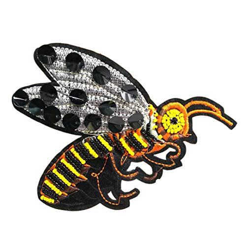 Ohulelks Handgemachte Bienen Perlen Patches Nähen Auf Pailletten Patch für Kleidung Applique Niedlich Patch 10X13.5Cm von Ohulelks