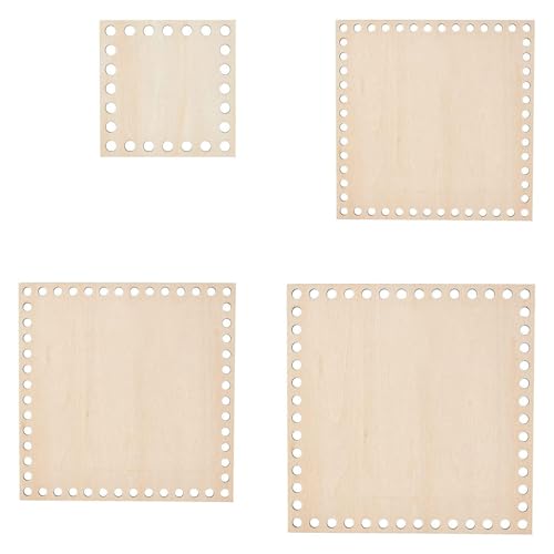 Oiieco 4 Stück Korbboden Korbboden Aus Holz Gehäkelter Korbboden Quadrat Holzboden zum Häkeln 10/15/17/20cm für DIY Korb Weberei Bastelarbeiten Craft Making Home Decoration, Primärfarbe von Oiieco