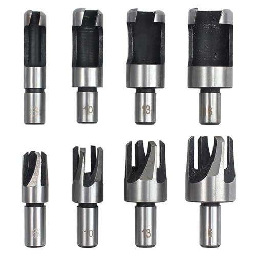 Oiieco 8 Stück Holz Plug Cutter Bohrer, Klaue Konische Bohrer Set Kohlenstoffstahl Holz-Zapfenschneider-Set Zapfenbohrer Set 6mm/10mm/13mm/16mm von Oiieco