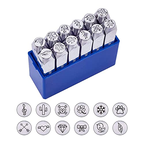 Oikabio 6 mm Metall Stempel Stanzwerkzeug Aluminium Symbol Stanzen Stempel Werkzeuge zum Stanzen 12 Muster Set B von Oikabio