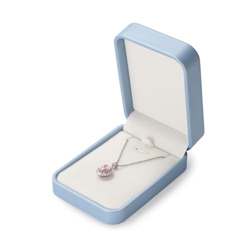 Oirlv PU Leder Blau Anhängerbox Schmuckschatulle Valentinstag Geburtstag Geschenkbox Schmuck Display Stand von Oirlv