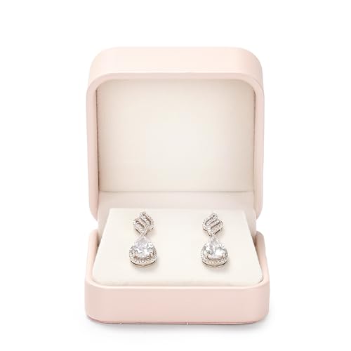 Oirlv PU Leder Rosa Ohrringbox Schmuckschatulle Valentinstag Geburtstag Geschenkbox Ohrring Geschenkbox Schmuck Ohrring Display Stand von Oirlv