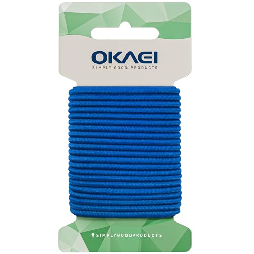 OKAEI Gummikordel 4mm x 5m - Hochwertiges Gummiseil in Blau, Flexibles Gummiband/Hutgummi/Rundgummi - Ideal für DIY Projekte und Handwerk von Okaei