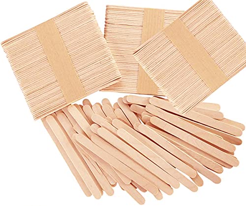 Okaytec Kit 300 Stück Eisstiele aus Holz Holzstäbchen Holzspatel Bastelholz, Holzstäbchen zum Basteln Holzstab Holzstiele Holzstäbe für EIS am Stiele, Wachsen und Basteln DIY Handwerk von Okaytec