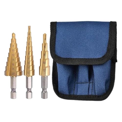 Okaywork 3PCS Stufenbohrer Set,Hex Shank Stufenbohrer HSS Konusbohrer stufenbohrer metall Schälbohrer für Metall Bohrfräser Kegelbohrer Konusbohre für Metall Holz Kunststoffe (3-12mm 4-12mm 4-20mm) von Okaywork